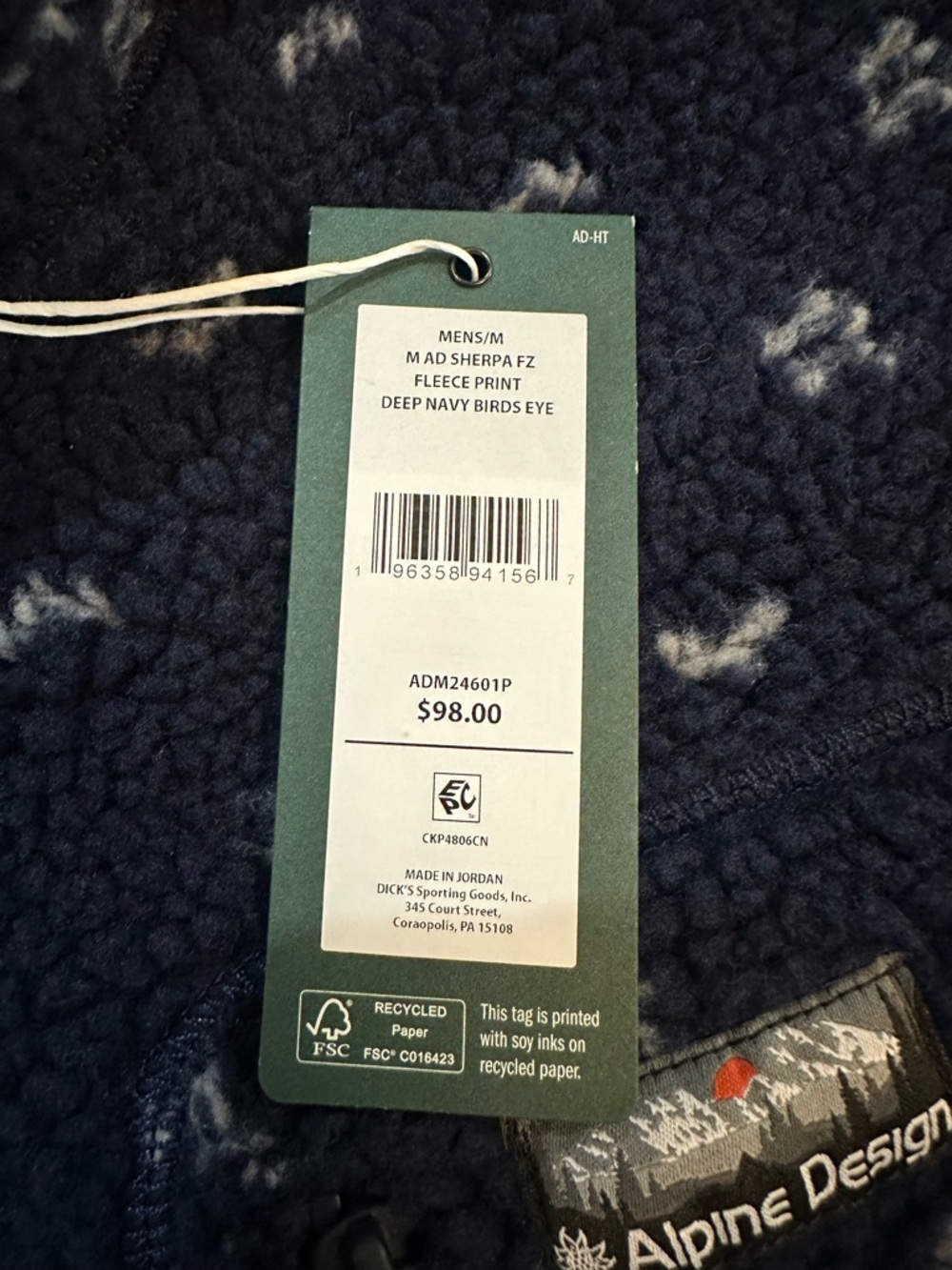 Alpine Design Navy Patterned Sherpa Jacket with Subtle Light Pattern - Picture 9 of 14